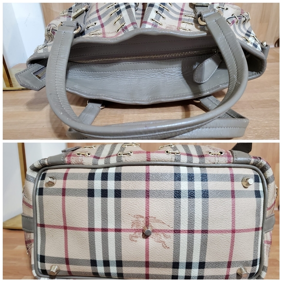 Burberry Lowry Tote Haymarket Check PVC and Leather Bag - Picture 6 of 10